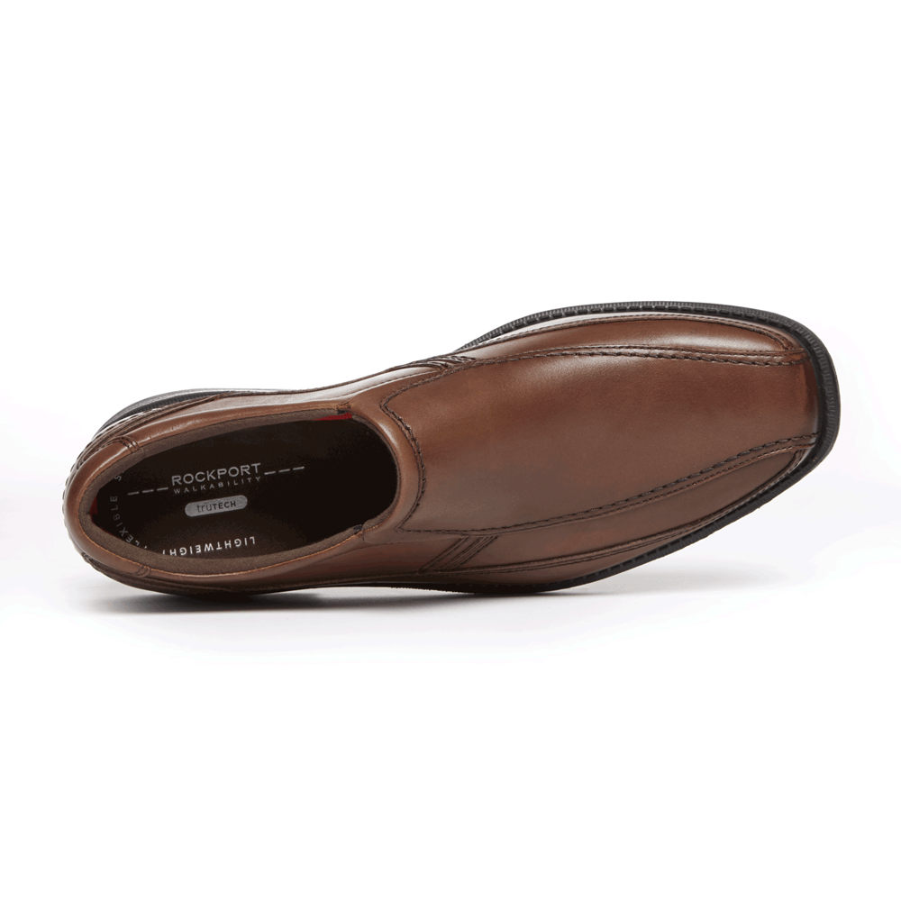 Rockport Mens Slip-On Brown - Style Leader 2 Bike Toe - UK 538-HZWVOQ